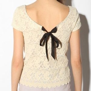 {Pins and Needles} Bow-Back Lace Top